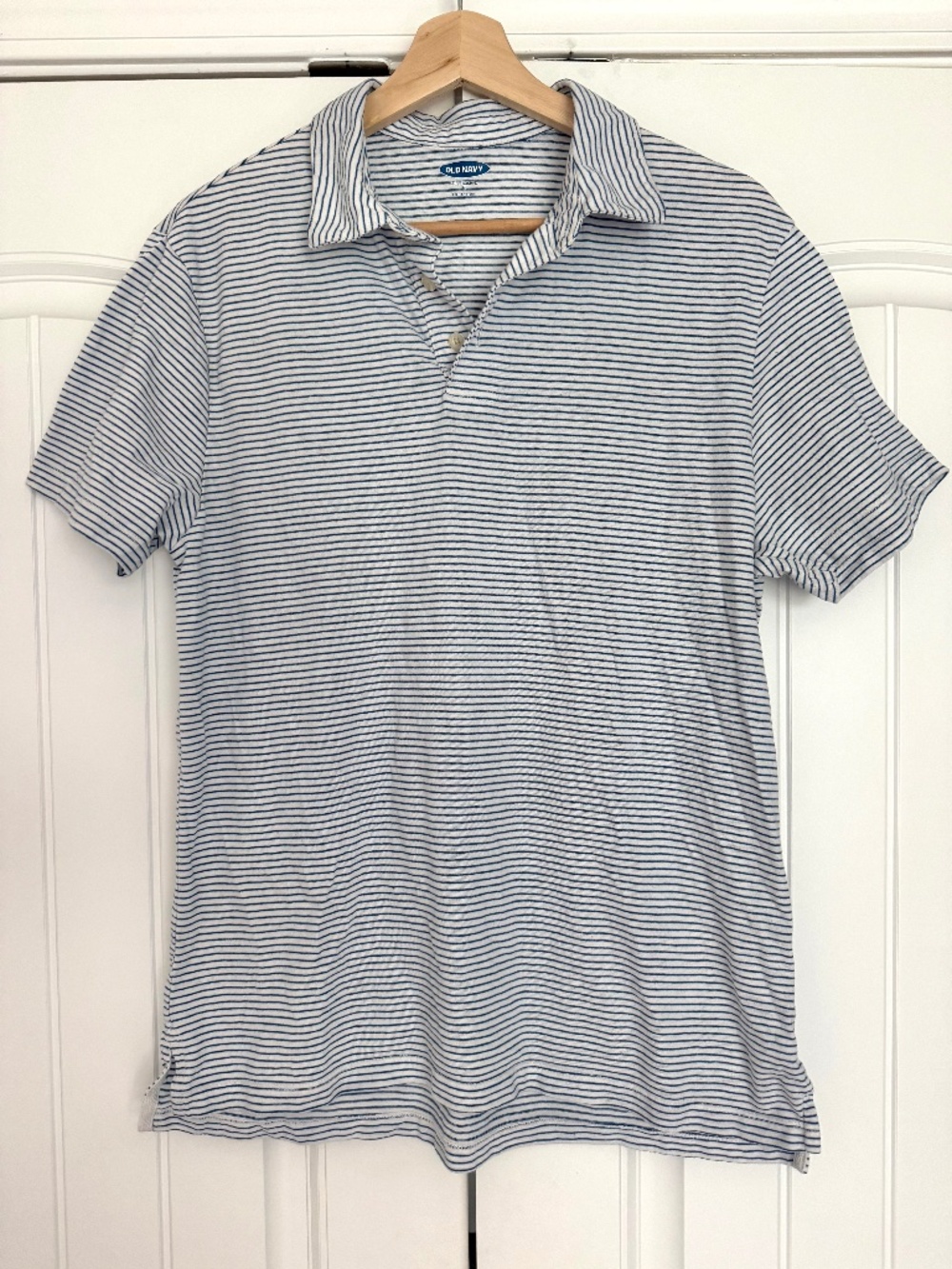 Old Navy Soft-Washed Striped Polo Shirt Blue White Men’s M